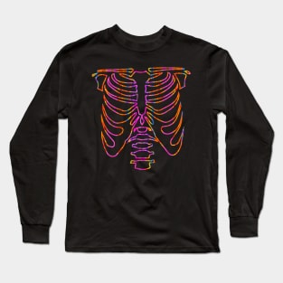 Skeleton Chest Colorful Rainbow Long Sleeve T-Shirt